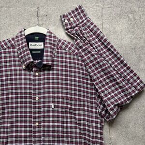 Barbour‎ Men's Plaid Shirt Red Blue White Button Down Casual Outdoor Large